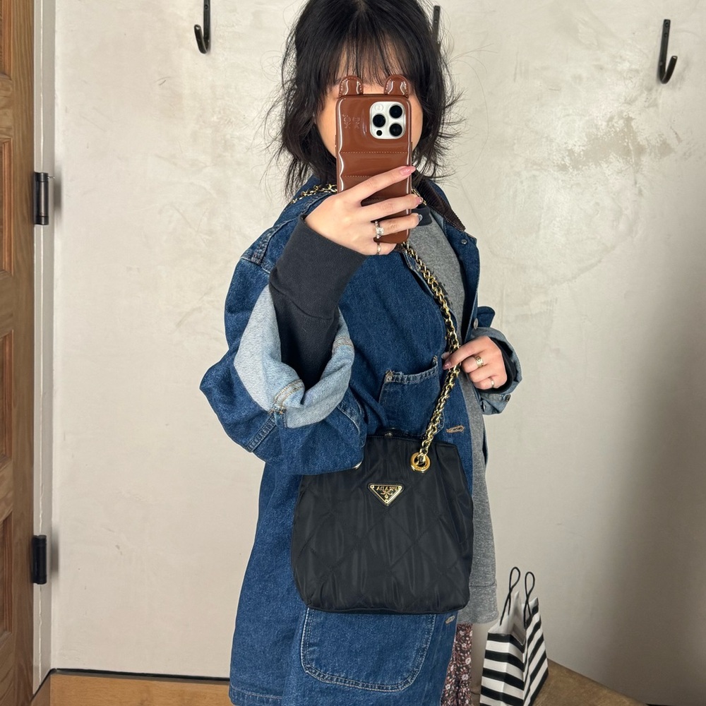 Prada Vintage Black Nylon Quilted Shoulder Bag - Picture 9 of 9